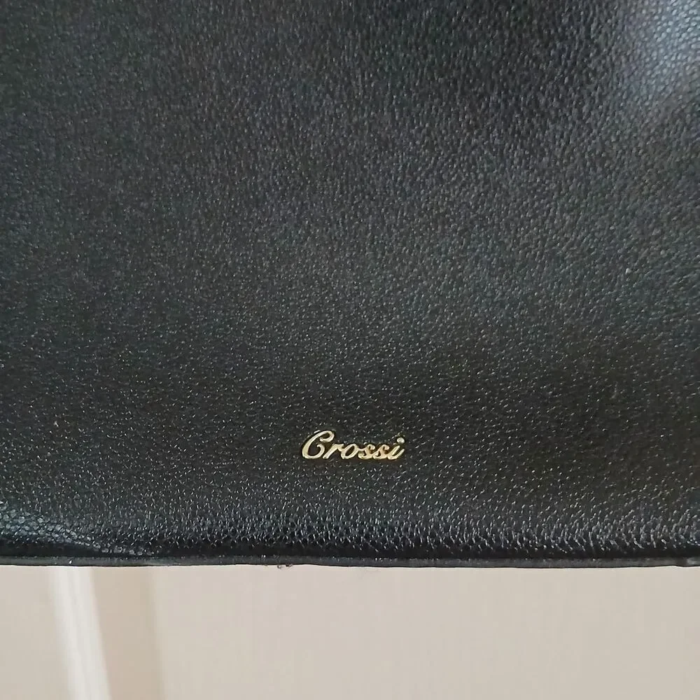 Crossi Black Faux Leather Big Bow Satchel Shoulder Bag Snake Handle Y2K Coquette